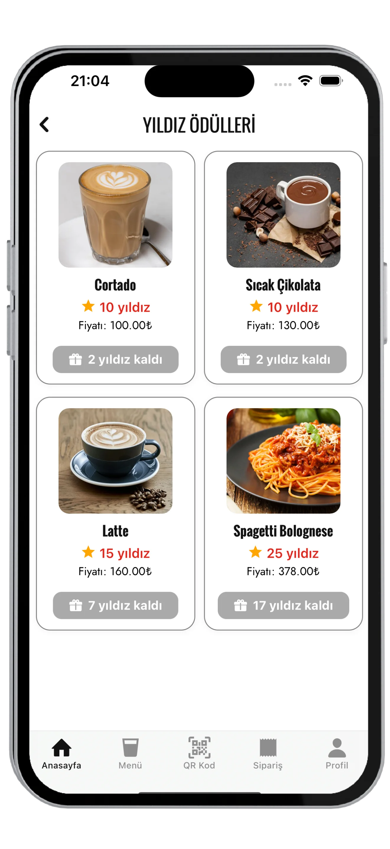 Evento Cafe Bistro markalı uygulama ekranı — Yıldız Ödülleri